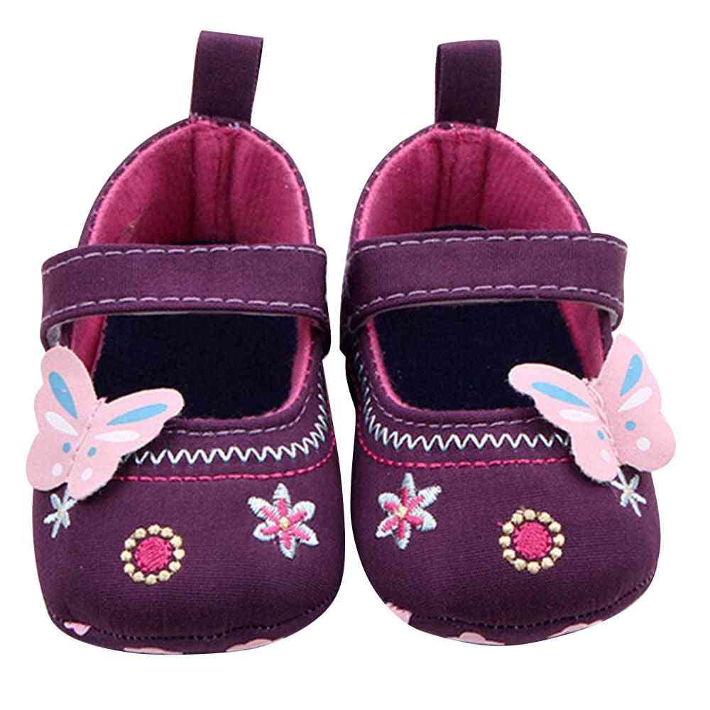 Baby pige dejlige sko sommerfugl, blødt materiale sål småbørnesko, bomuldsklud let slid - blå / 11