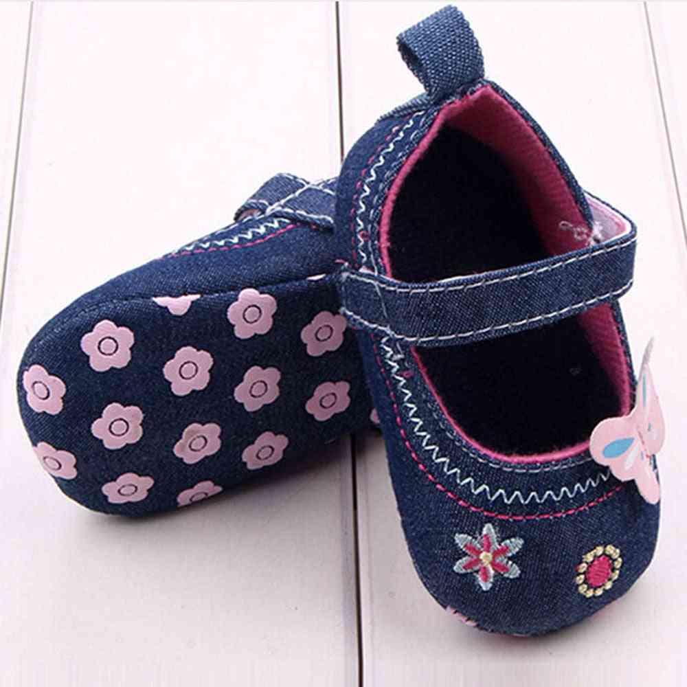 Baby pige dejlige sko sommerfugl, blødt materiale sål småbørnesko, bomuldsklud let slid - blå / 11