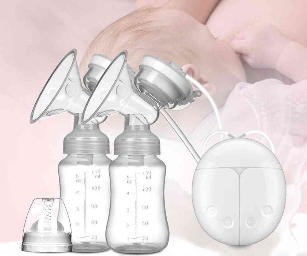 Elektrische Milchpumpe einseitig und beidseitig manuelles Silikon-Babyfütterungszubehör - set3-eu Stecker