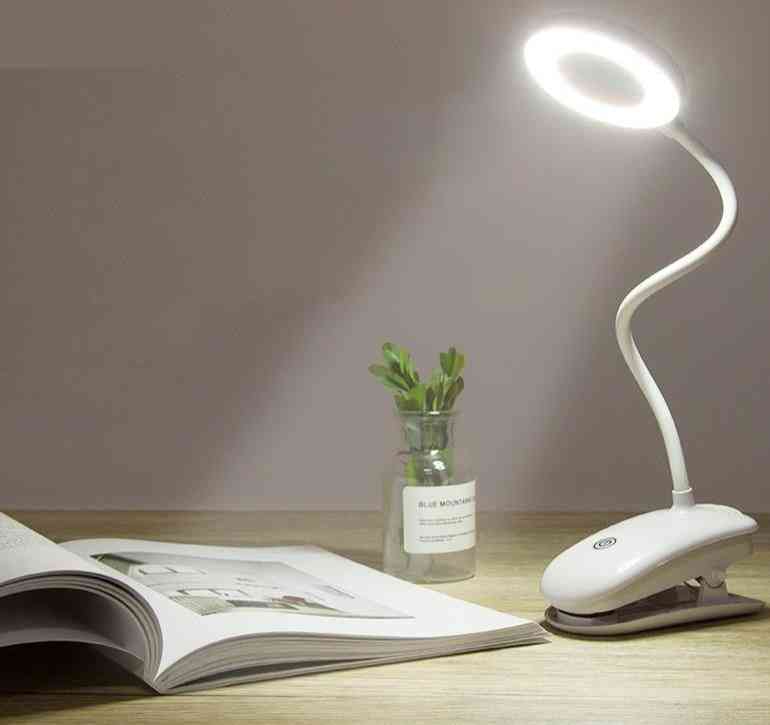 USB dobíjecí LED stolní lampa s flexibilním dotykovým stmíváním, připínací lampa