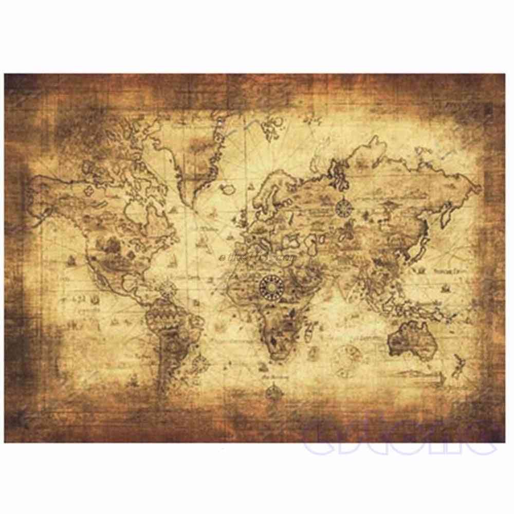 Gran cartel de papel retro de estilo vintage, regalos del mapa del viejo mundo del globo -