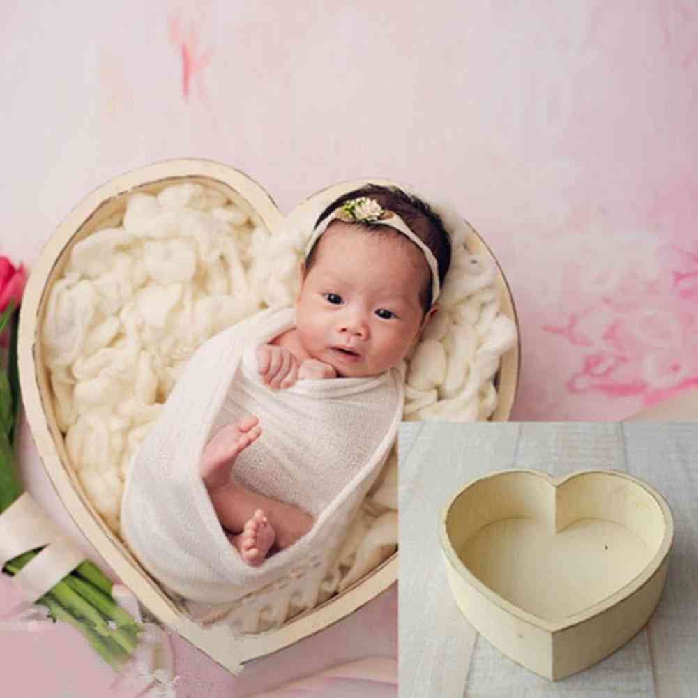 Fotografia de bebê recém-nascido amor forma adereços de cama pequenos adereços de madeira para fotos berço para meninos meninas - cinza