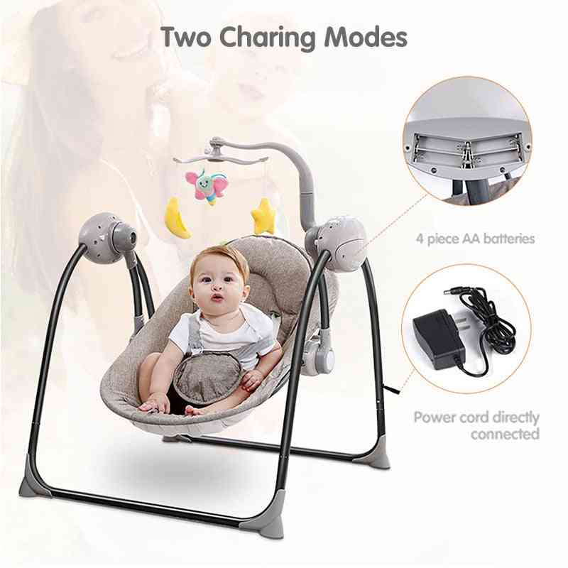 Berceau électrique de balançoire de chaise de rock de bébé avec la plaque de base de lit de télécommande pour le sommeil des nouveau-nés - rose