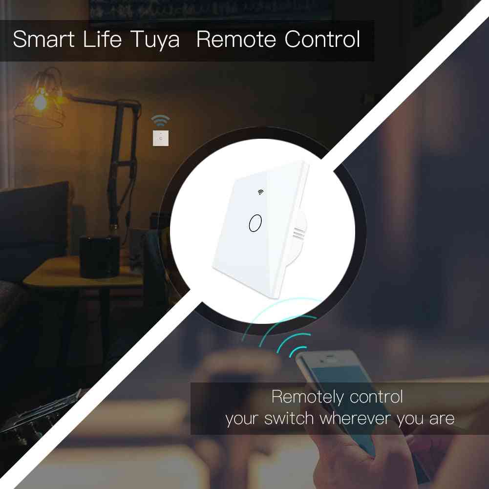 WiFi inteligentny ścienny dotykowy włącznik światła, zdalne sterowanie współpracuje z alexa google home - 1 krotny biały przełącznik