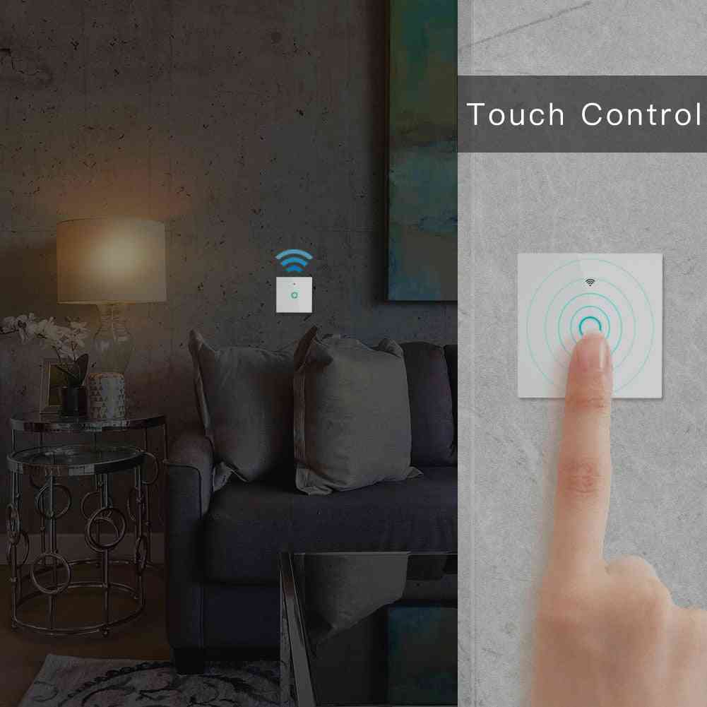 Wifi smart wall touch light switch, remote control work with alexa google home - 1 gang white switch