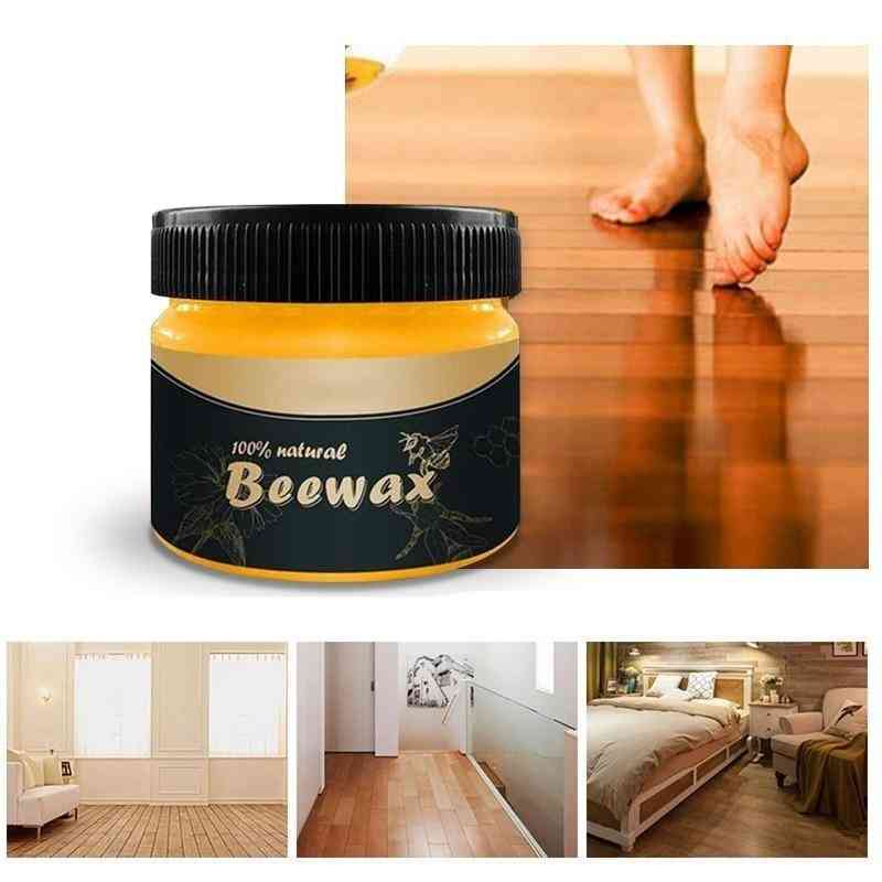 Solid Organic Natural Pure Bee-wax, Wood Wax Polisher Waterproof Furniture Care Maintenance Beeswax With Cleaning Sponge