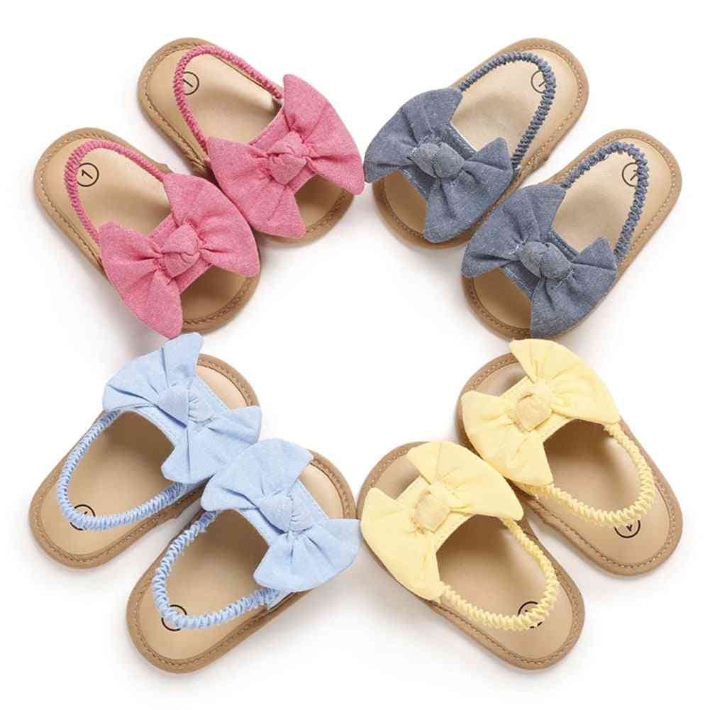Baby Bow Knot Sandals, Cute Summer Soft Sole Flat Princess Shoes
