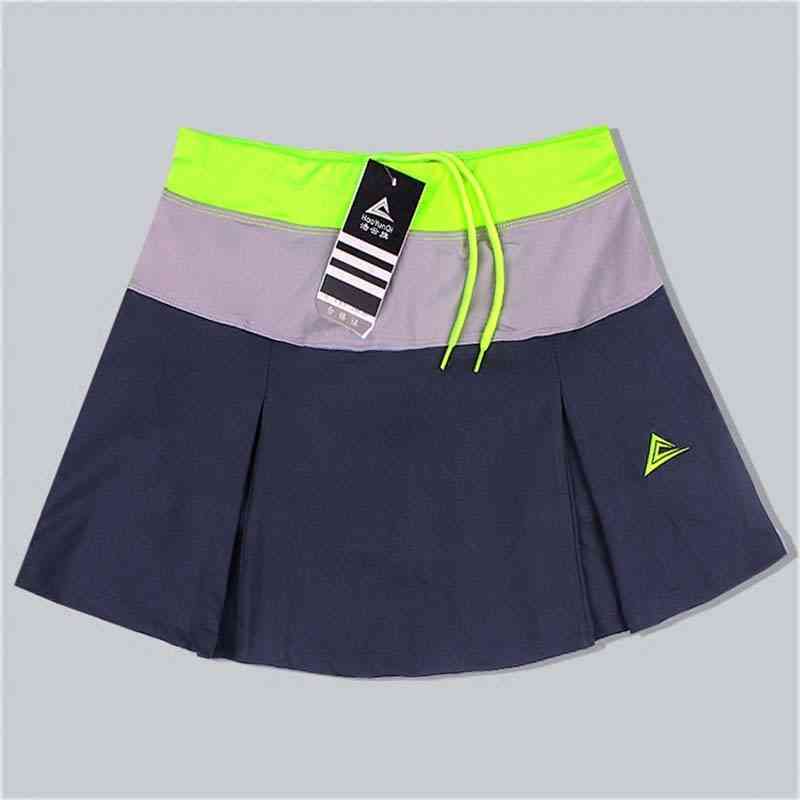 Jupe de badminton de sport pour femmes - jupes de tennis printemps / été jupes d'entraînement pour femmes patchwork à séchage rapide avec shorts de sécurité - A / M