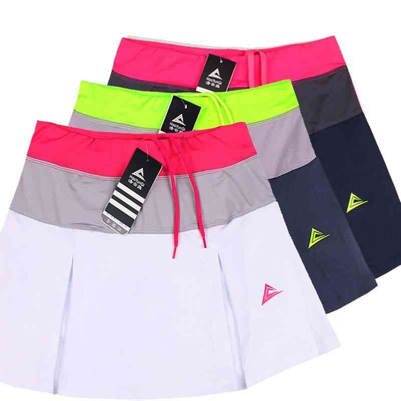 Saia de badminton esportivo feminino - tênis skort de primavera / verão saias patchwork de treino feminino de secagem rápida com shorts de segurança - a / m