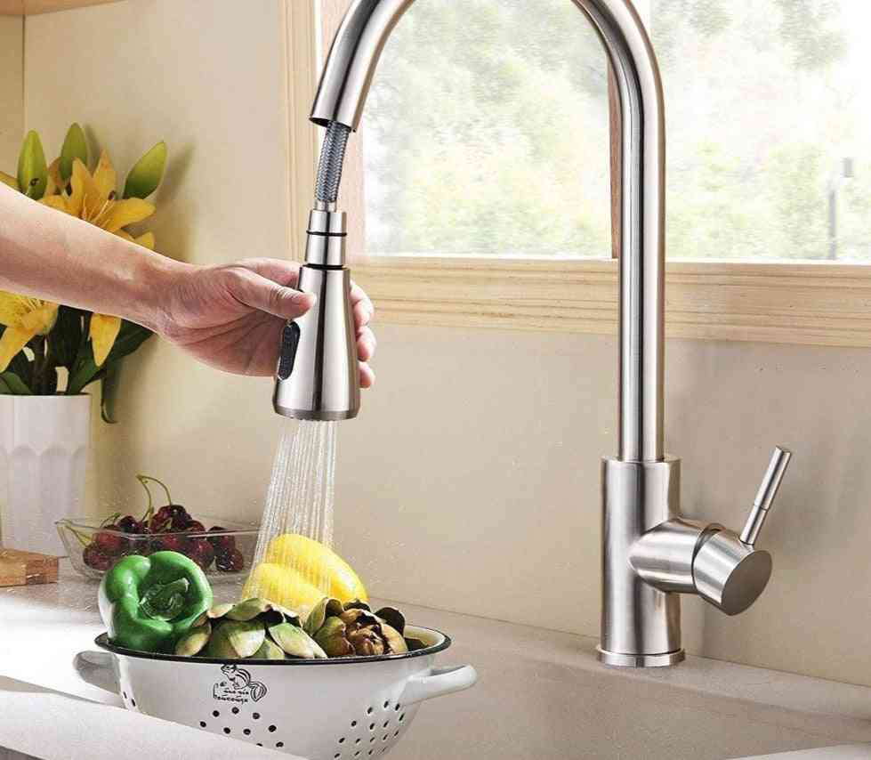 Single Hole Pull Out Spout Sink Taps, Stream Sprayer Head Mixer Tap