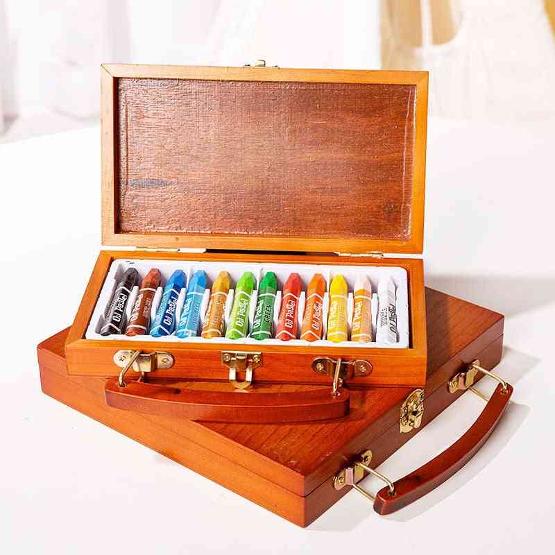 Non-toxic Oil Pastels -soft Crayon Set With Wooden Box