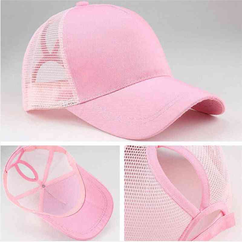 Women Baseball Cap-adjustable Ponytail Summer Mesh Hat
