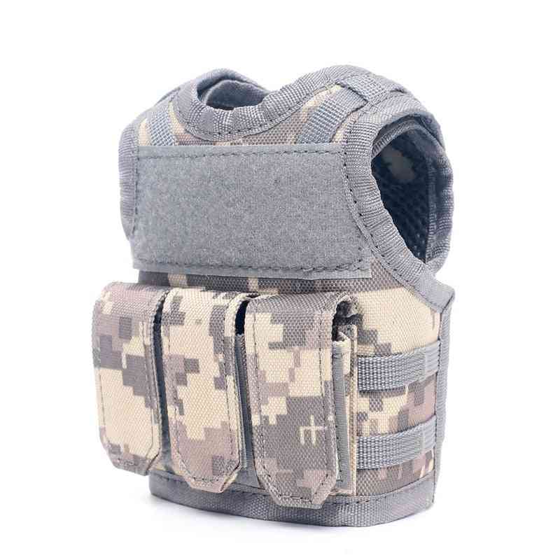 Wojskowa mini miniaturowa kamizelka molle, osobisty zestaw do napojów butelkowych, regulowany pasek na ramię, taktyczna osłona na butelkę piwa