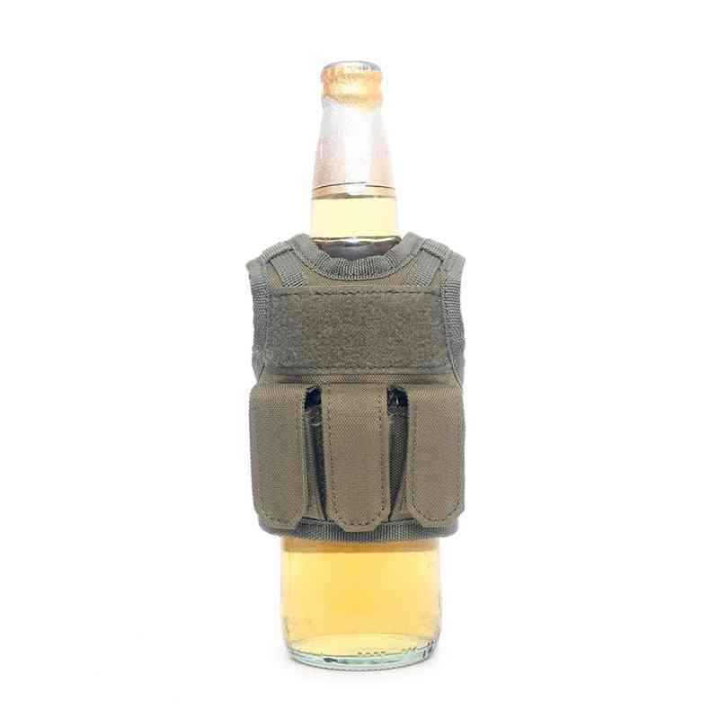 Wojskowa mini miniaturowa kamizelka molle, osobisty zestaw do napojów butelkowych, regulowany pasek na ramię, taktyczna osłona na butelkę piwa