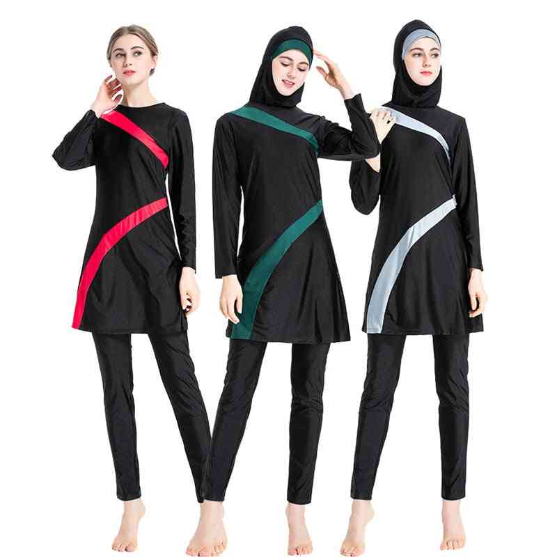 Muslimah Swimsuit Long Sleeve, Patchwork Swim Beach Surf Wear Sport Burkinis