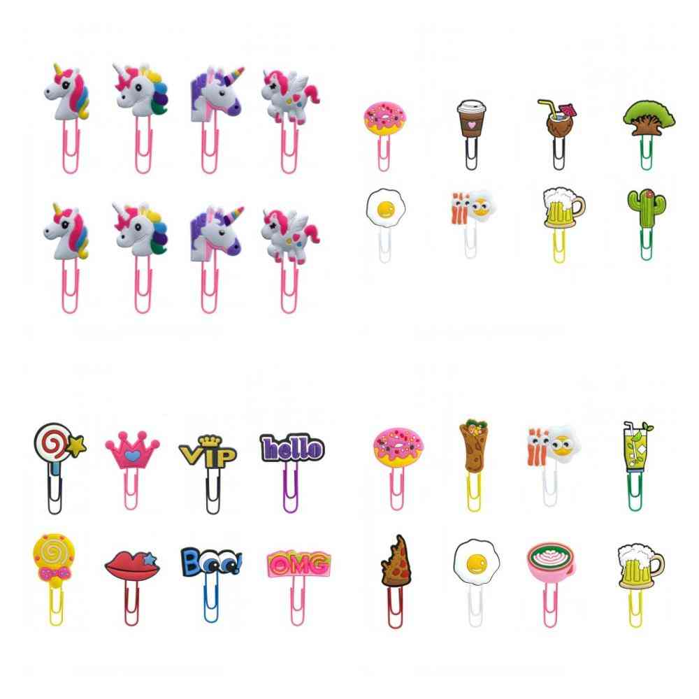 Animales lindos / flor / comida / plantas / clips de papel con forma de unicornio (5.0cm (l) y 1.3cm (w))