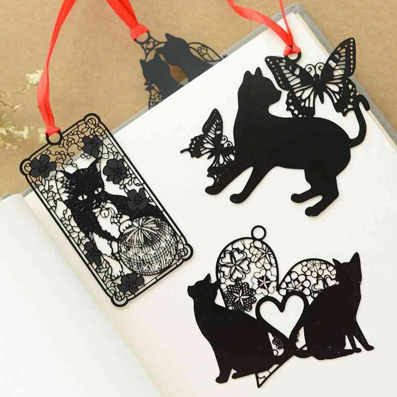 Fekete macska design fém könyvjelző (5,6 * 6,8 cm)