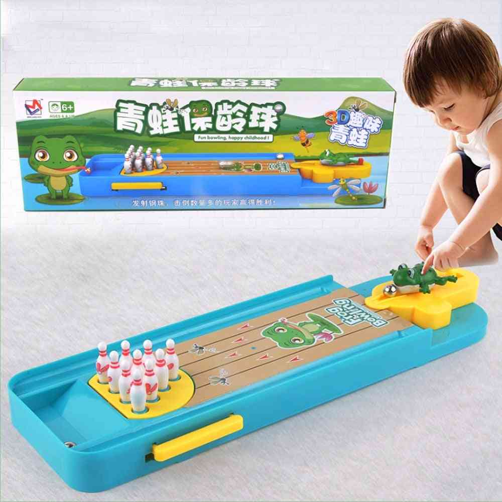 Lasten minipöytä sammakko keilailulelut, kannettavat sisätiloissa käytettävät pöytäpeliviihteet