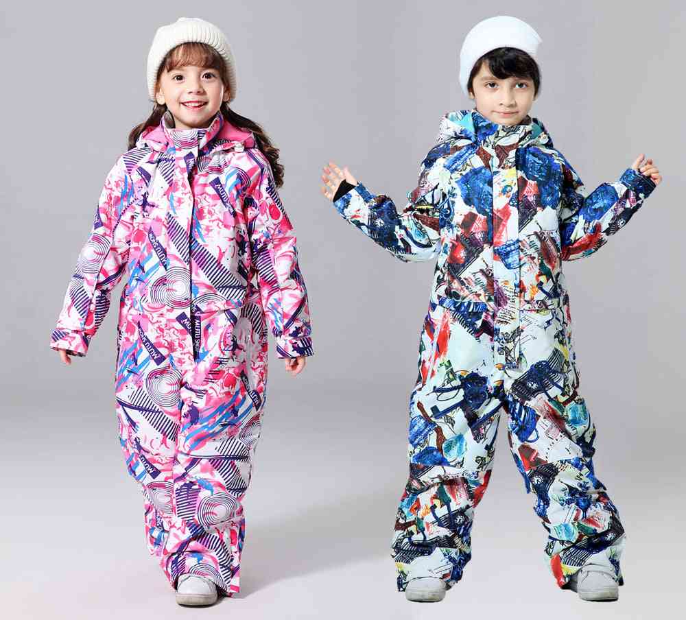 Costum de schi pentru copii, set de zăpadă pentru fete și băieți marca impermeabil pentru copii, pantaloni, sacou de iarnă pentru schi și snowboard pentru copii