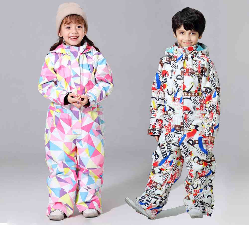 Costum de schi pentru copii, set de zăpadă pentru fete și băieți marca impermeabil pentru copii, pantaloni, sacou de iarnă pentru schi și snowboard pentru copii