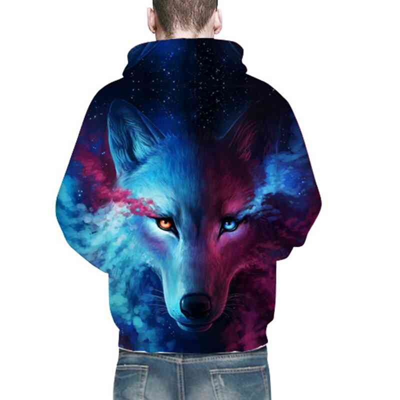 Männer und Frauen Skateboard Hoodies, 3D digital Wolf gedruckt Pullover Basketball Sweatshirt