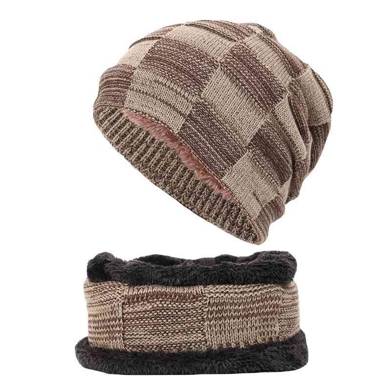 2-pieces Warm Knit Beanie Hat And Scarf Set/women