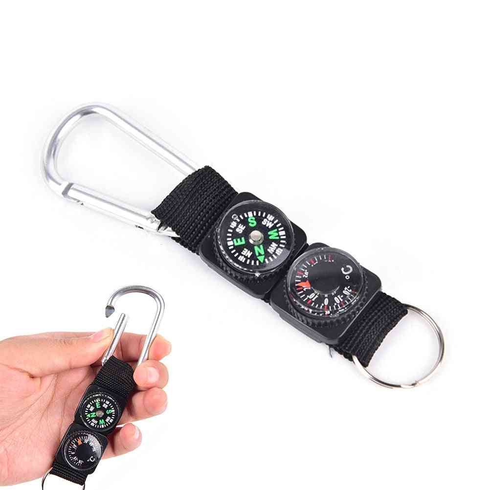 Kompass termometer henger nøkkelring matching, camping, klatring, fotturer, mini karabinkrok nøkkelring multiverktøy - som pic-200004889