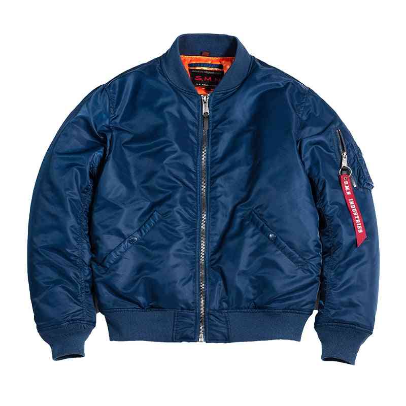 Blue Men's Bomer Air Force Pilot Jacket, Thin Coats - Outwear Clothing