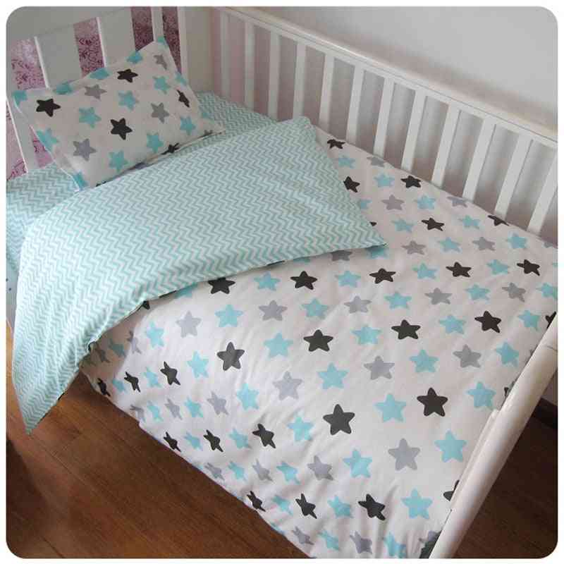Cotton Crib Bed Linen Kit For Boy & Girl, Cartoon Baby Bedding Set With Pillowcase