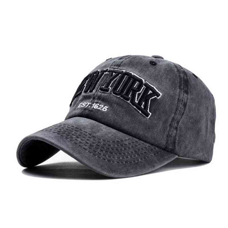Gorra de béisbol 100% algodón para mujeres hombres, gorras deportivas al aire libre con letras bordadas de nueva york - negro / tamaño55-60cm