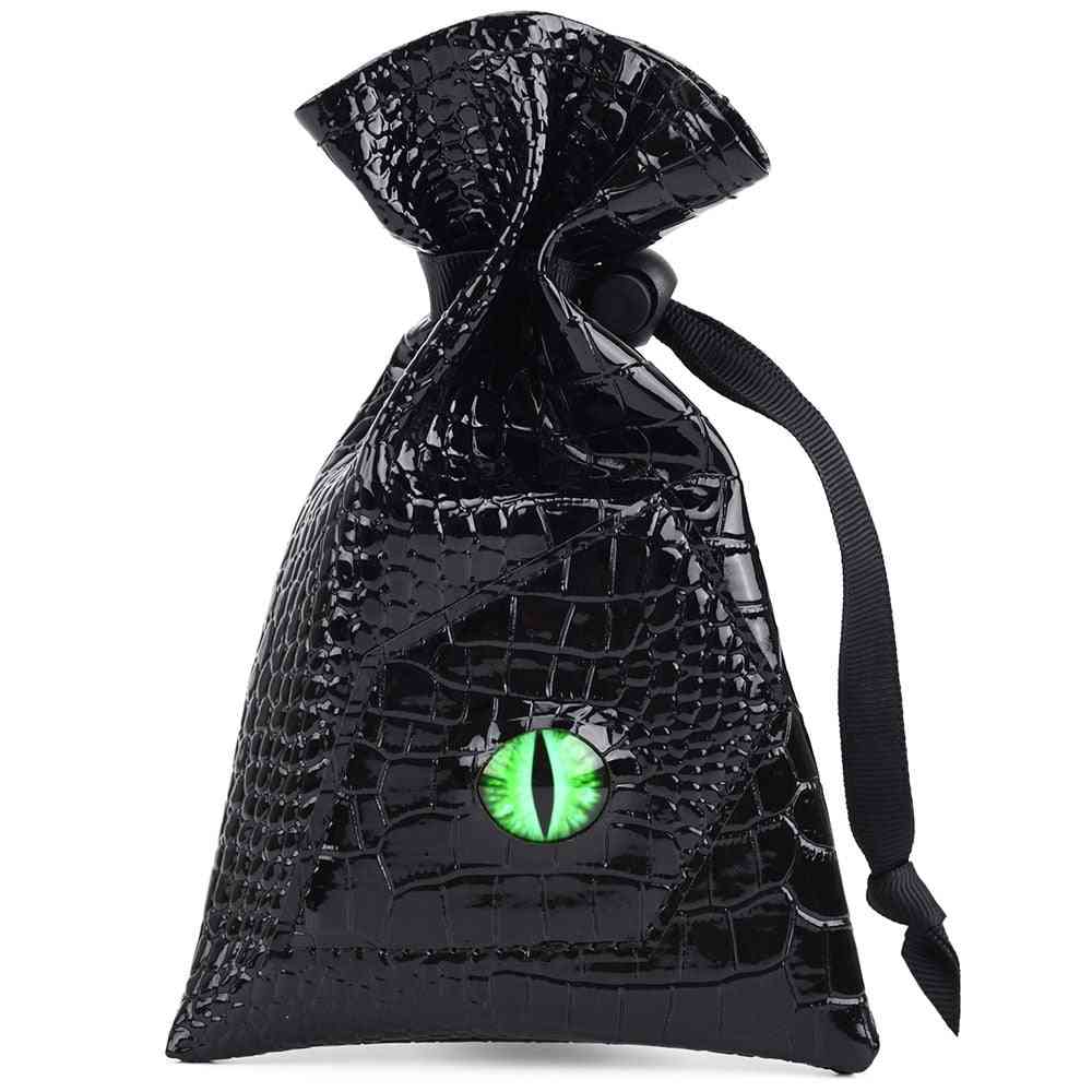 чанта за зарове за драконови очи - шнур от кожа от dnd за съхранение на зарове за монети за зарове и други аксесоари