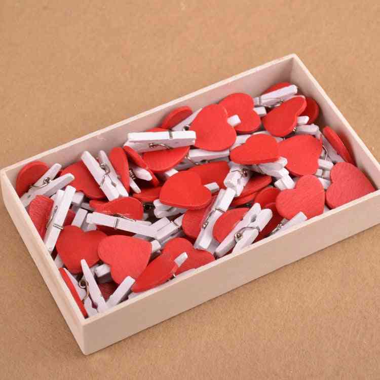 Mignons mini clips en bois en forme de coeur (36 * 20 * 11mm) -