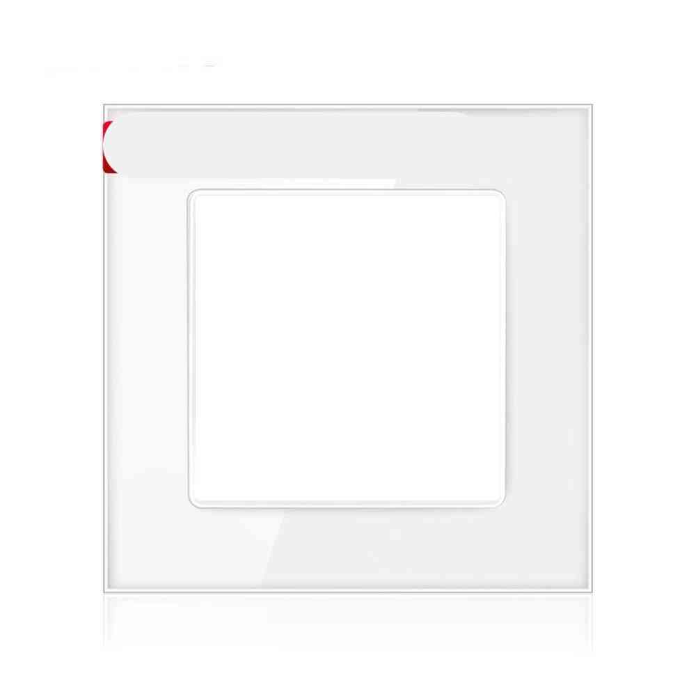 Painel em branco com instalação de placa de ferro 86 mm * 86 mm, painel de soquete de interruptor de vidro temperado de cristal - branco 86