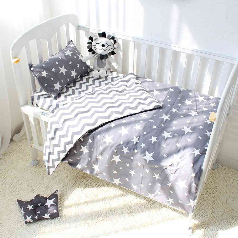 Bomullssäng sänglinne kit för pojke flicka, tecknad baby sängkläder set