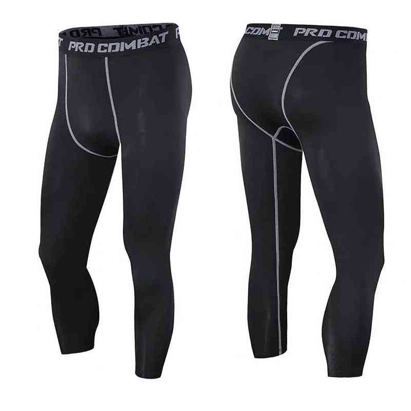 Pantalones 3/4 de compresión para hombre, mallas de entrenamiento para correr