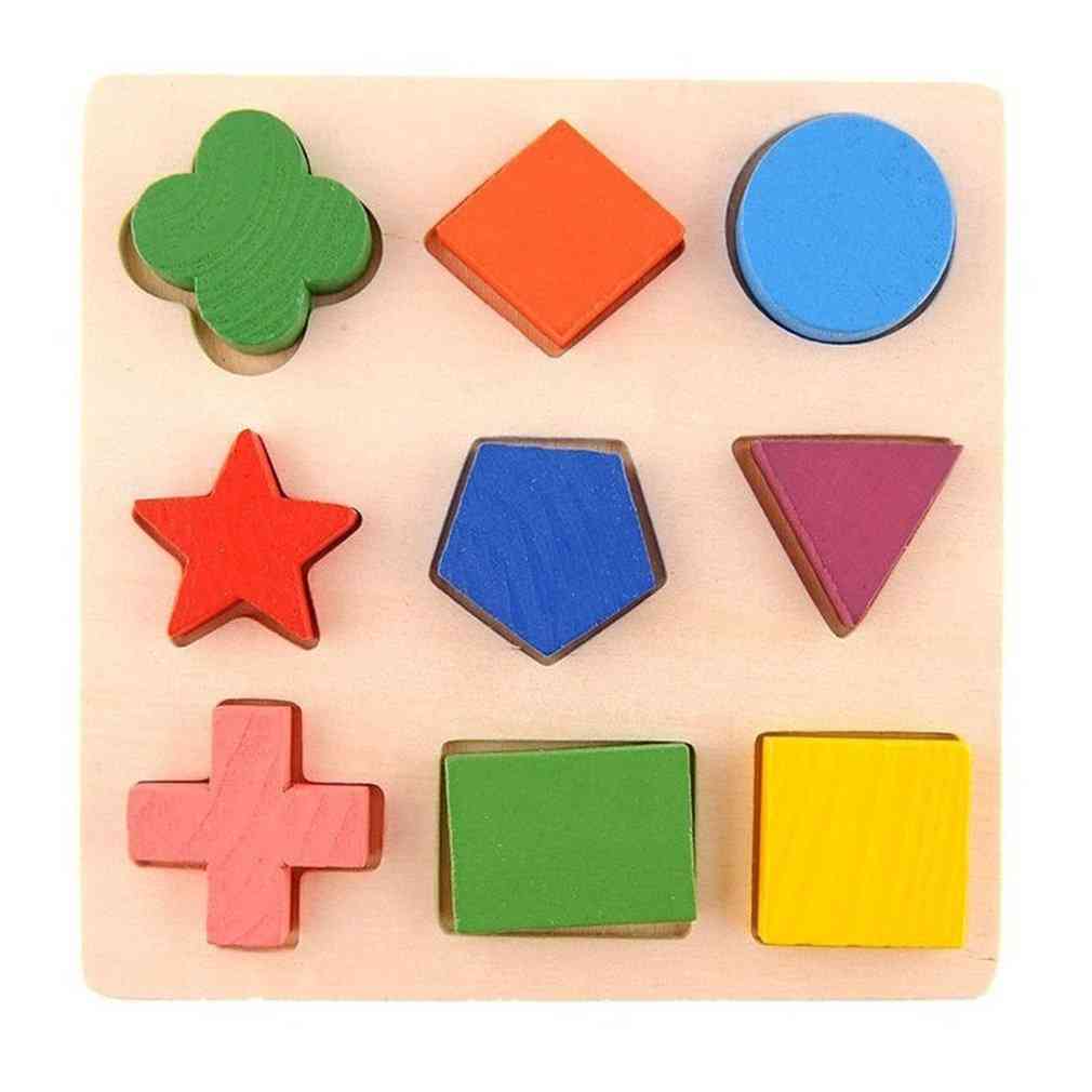 Otroški leseni blok z geometrijo, igračke za sestavljanke