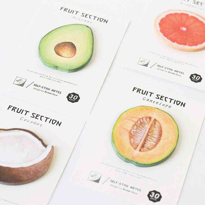 4-style Self-adhesive Tropical Fruits, Notebook Memo Pad Sticky Notes For Office & School