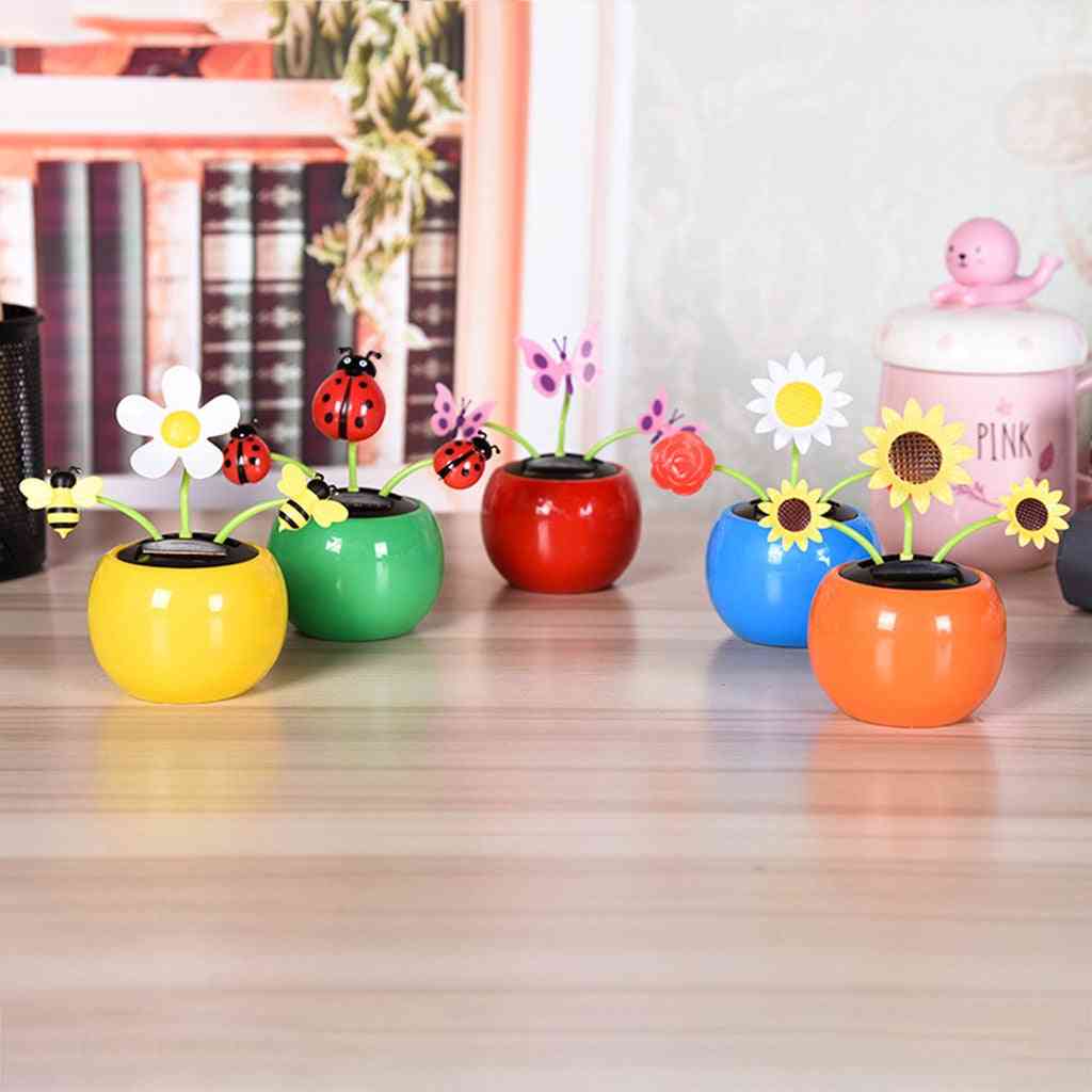 Solar Powered Flower Insect Dancing Doll Toy, Decor Butterfly Lady Bug