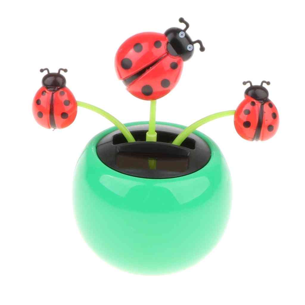 Solar Powered Flower Insect Dancing Doll Toy, Decor Butterfly Lady Bug