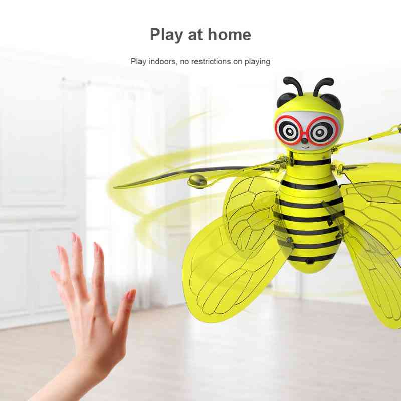 Mini bi drone ufo fjärrkontroll leksaker, RC djur flygplan leksak för barn (gul)