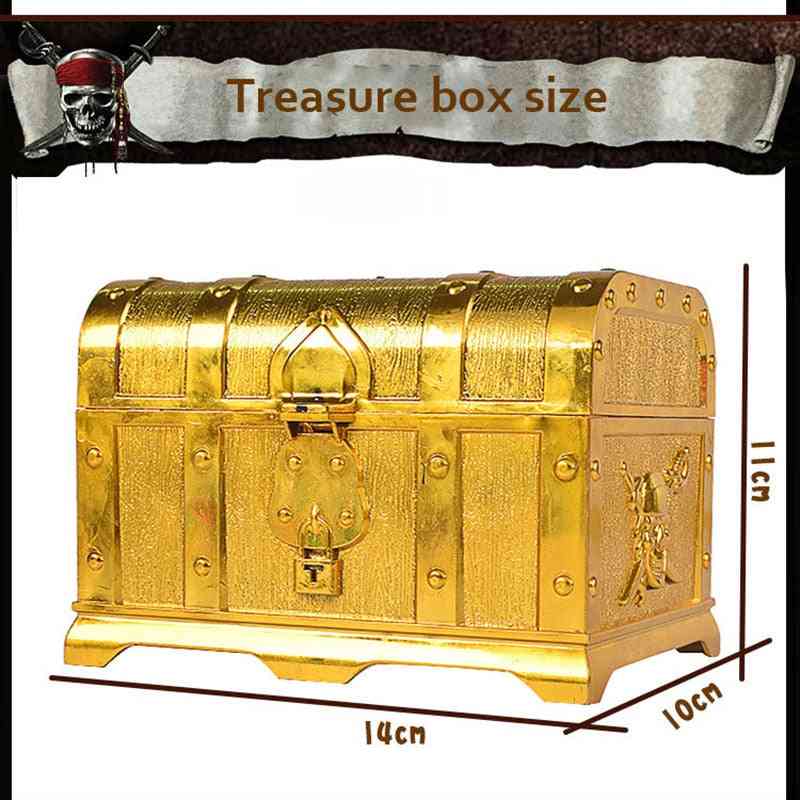 3 вида пластмасови златни монети със съкровища, капитанско пиратско парти съкровище, играчка от златни монети за гърди за дете