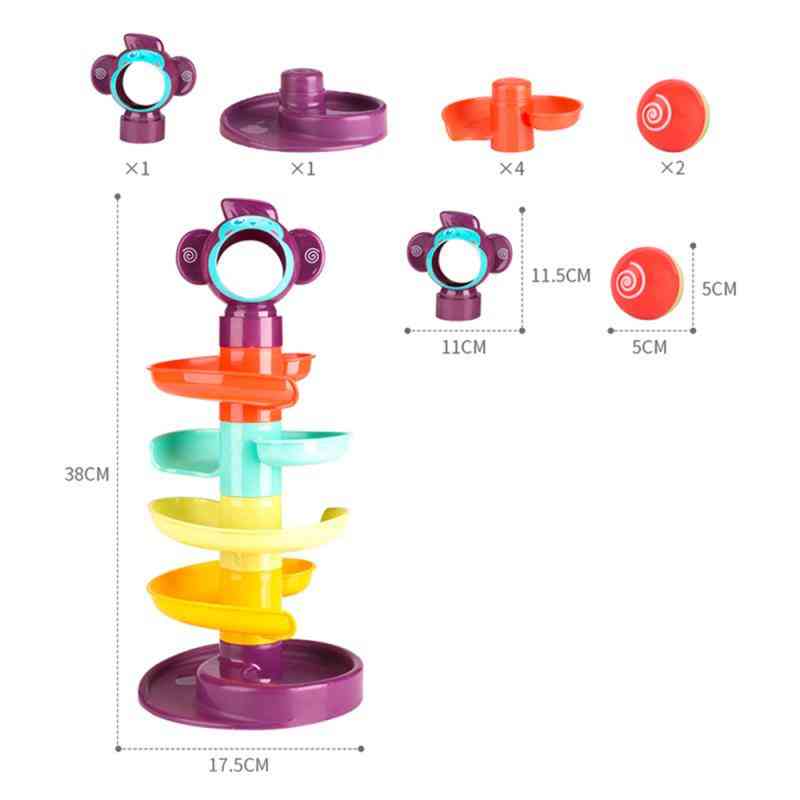 5-layer Building Block Track Turn Music Roll Ball- Baby Gliding Tower Road Assembly Toy