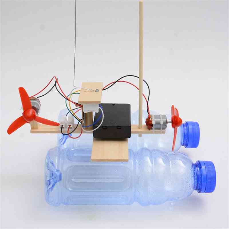 Nowa drewniana łódź rc, montaż zabawek dla dzieci-zdalnie sterowane zabawki łodzi zasilane bateryjnie-edukacyjny model eksperymentu naukowego