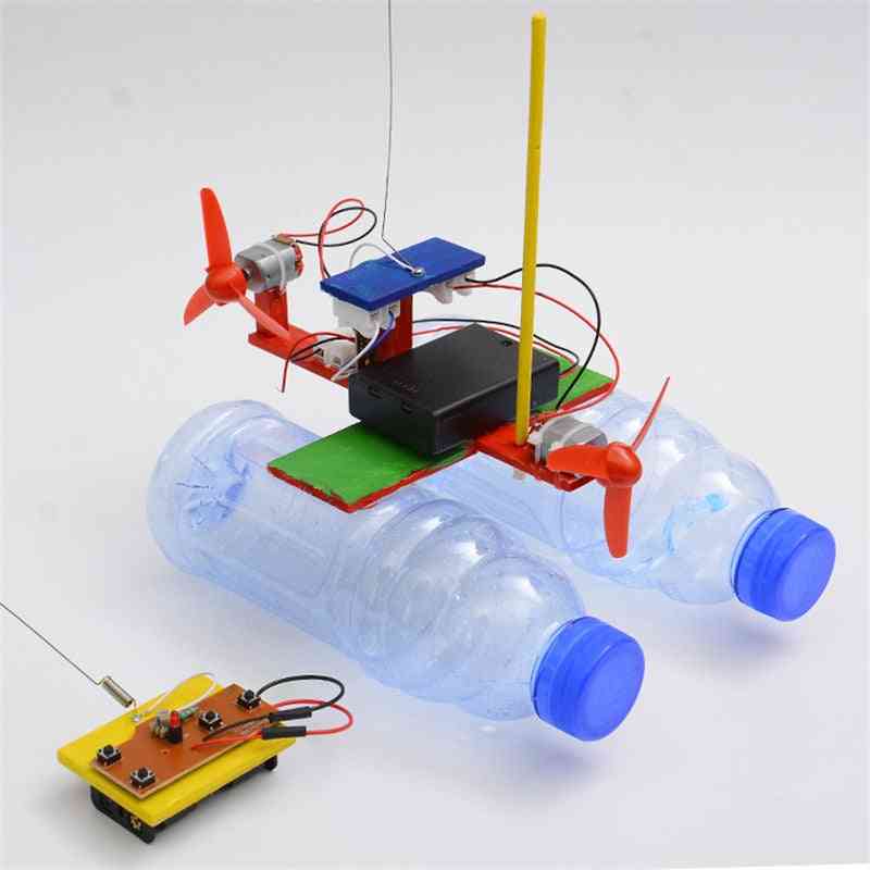Ny rc båt, barneleker montering - fjernkontroll båt leker batteridrevet - pedagogisk leketøy vitenskapelig eksperiment modell