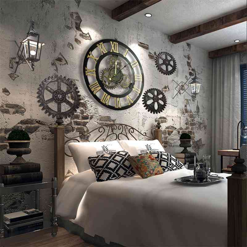 Industrial Gear Wall Clock-decorative Retro Age Style Art