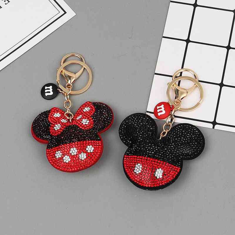 Prívesok na kľúče v tvare krištáľu Mickeyho a Minnieho s šnúrkou na krk