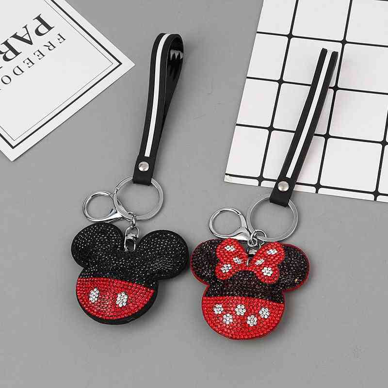 Prívesok na kľúče v tvare krištáľu Mickeyho a Minnieho s šnúrkou na krk