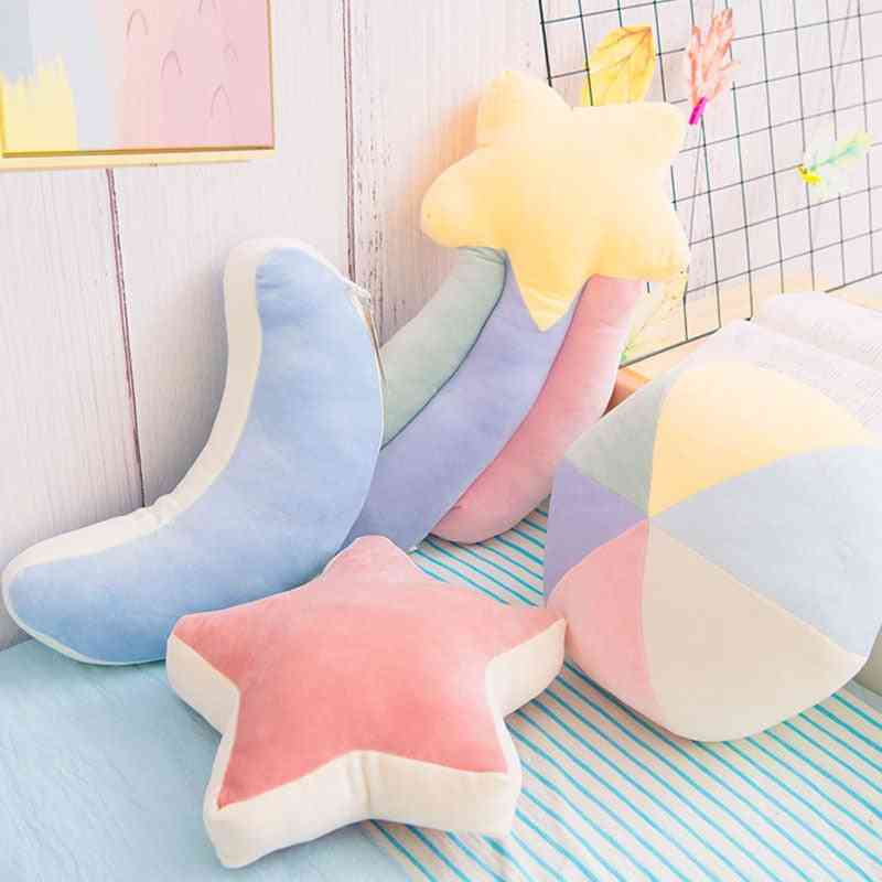 Candy Color Cloud, Star, Moon, Rainbow, Crown Design Pillow