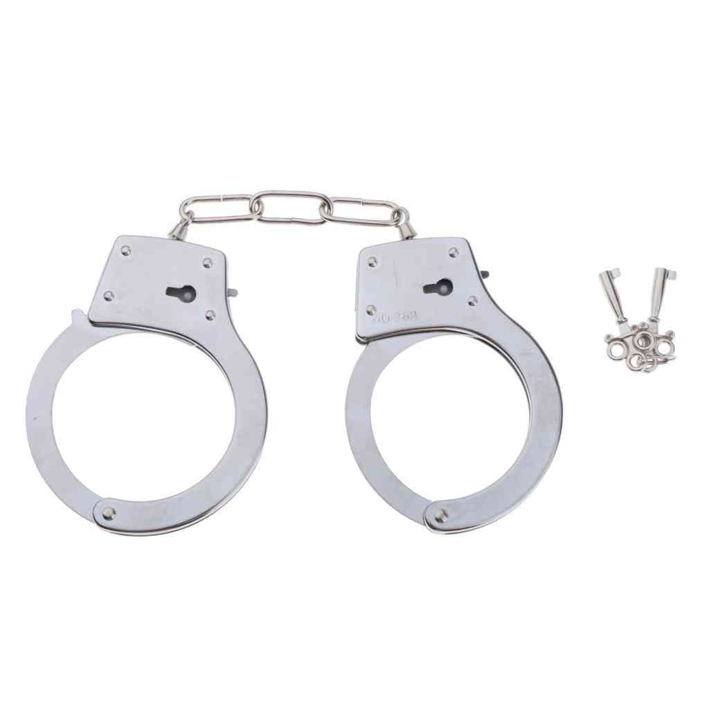 Stainless Steel Metal Handcuffs With Keys- Police Pretend Play