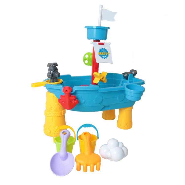Secchio da spiaggia per nave creativa per bambini, set di giocattoli in plastica per giochi d'acqua e sabbia